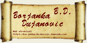 Borjanka Dujanović vizit kartica